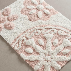 Madison Park Casablanca 100% Cotton Tufted Bathroom Rugs Luxurious Plush Medallion Floral Pattern Bath Mat Absorbent, Quick Dry, Spa Design Shower Room Décor, Rectangle 25″ R, Grey(Pink)