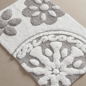 Madison Park Casablanca 100% Cotton Tufted Bathroom Rugs Luxurious Plush Medallion Floral Pattern Bath Mat Absorbent, Quick Dry, Spa Design Shower Room Décor, Rectangle 25″ R, Grey(Grey)