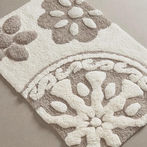 Madison Park Casablanca 100% Cotton Tufted Bathroom Rugs Luxurious Plush Medallion Floral Pattern Bath Mat Absorbent, Quick Dry, Spa Design Shower Room Décor, Rectangle 25″ R, Grey(Taupe)
