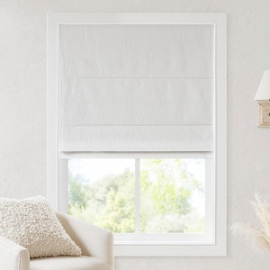 Madison Park Cordless Roman Shades, Room Darkening Window Blind Privacy Window Shades, Thermal Insulated Cordless Window Treatment for Bedroom, Living Room, Quincy, Single Panel 35″ W X 64″ L Linen(Blackout – White Slub)