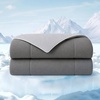 Madison Park Cooling Comforter Full/Queen, Lightweight Cooling Blanket for Hot Sleepers, Cool-to-Touch Summer Bedding, Jersey Knit Comforter for Night Sweats, Breathable Cooling Comforter, Grey, 90×90(Grey)