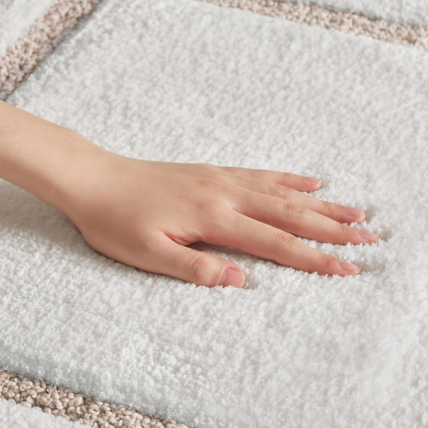 image:imageMadison Park Roan Bath Rug 17x24 Thick Absorbent Microfiber Bathroom Mat Non Slip TPR Backing Machine Washable OekoTEX Certified HotelInspired Tufted Plush Design BeigeBeige