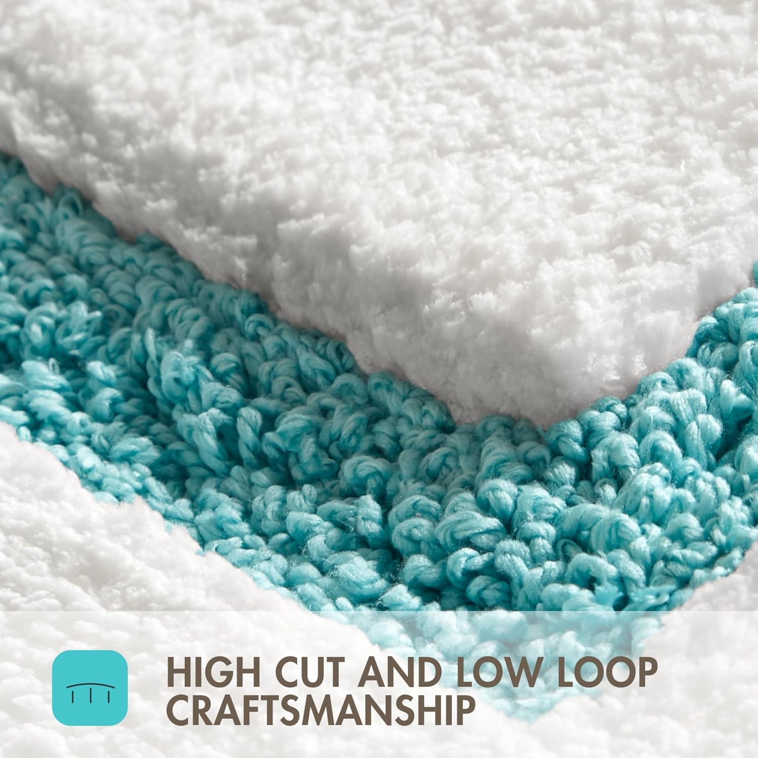 image:imageMadison Park Roan Bath Rug 17x24 Thick Absorbent Microfiber Bathroom Mat Non Slip TPR Backing Machine Washable OekoTEX Certified HotelInspired Tufted Plush Design BeigeAqua