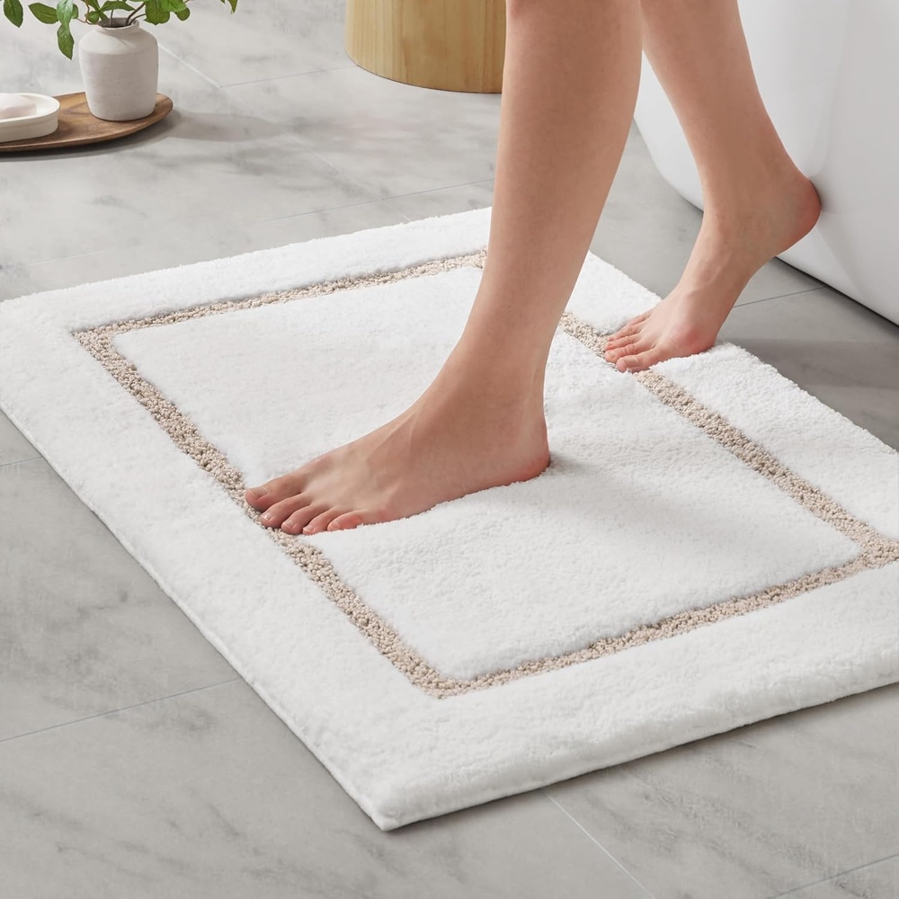 image:imageMadison Park Roan Bath Rug 17x24 Thick Absorbent Microfiber Bathroom Mat Non Slip TPR Backing Machine Washable OekoTEX Certified HotelInspired Tufted Plush Design BeigeBeige