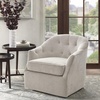 Madison Park Calvin Swivel Accent Chair, Upholstered 360 Degree Armchair with Metal Base Stand, Button Tufted for Nursery or Living Room Fully Assembled, Jacquard Textured Natural(Calvin)