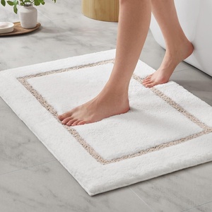 Madison Park Roan Bath Rug 17×24, Thick Absorbent Microfiber Bathroom Mat, Non Slip TPR Backing, Machine Washable, Oeko-TEX Certified, Hotel-Inspired Tufted Plush Design, Beige(Beige)