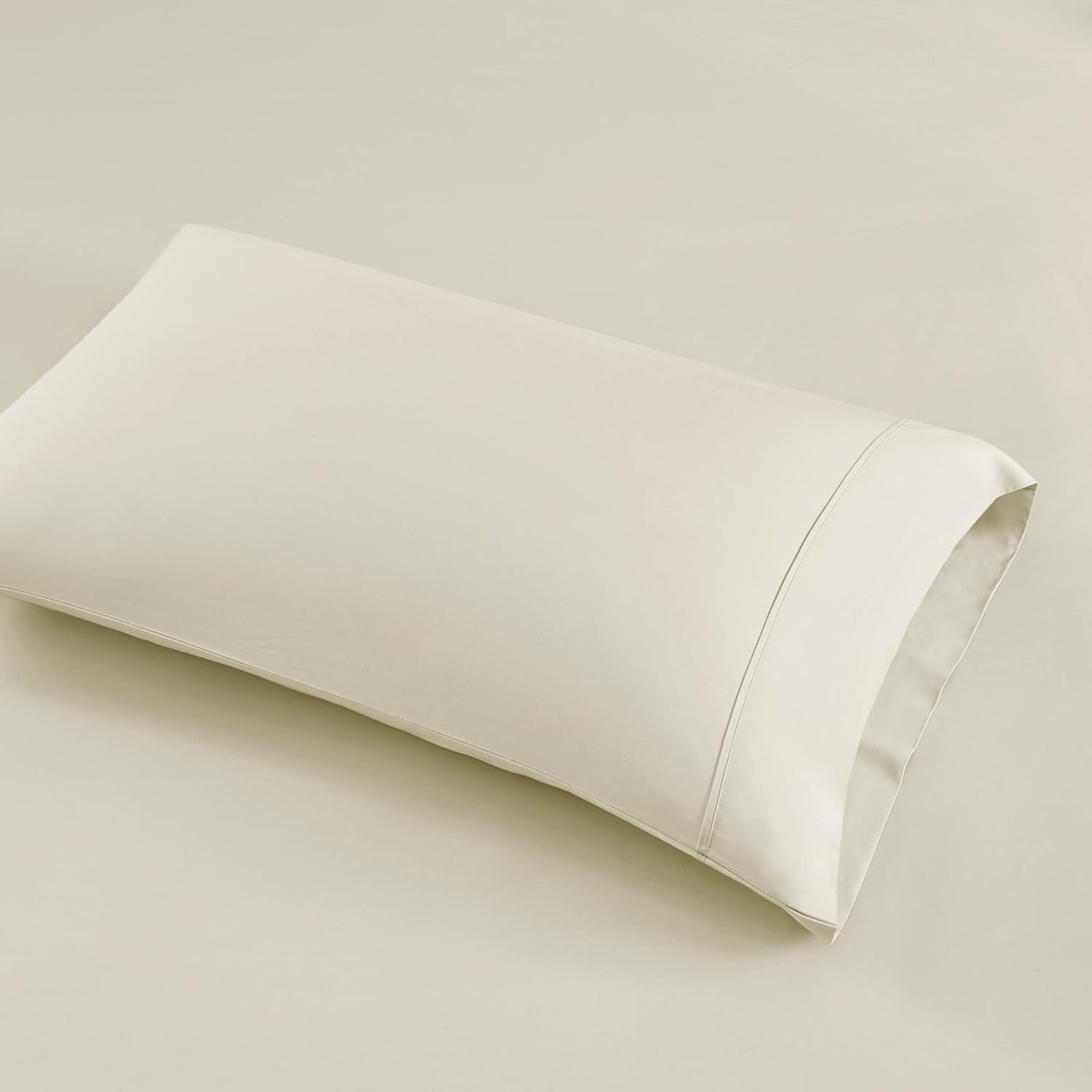 image:imageMadison Park 1000 Thread Count Solid Color Sheet Set Elastic Deep Pocket All Season Breathable HeiQ Smart Temperature Soft Cotton Blend Bedding Matching Pillowcase Full Blue 4 PieceIvory
