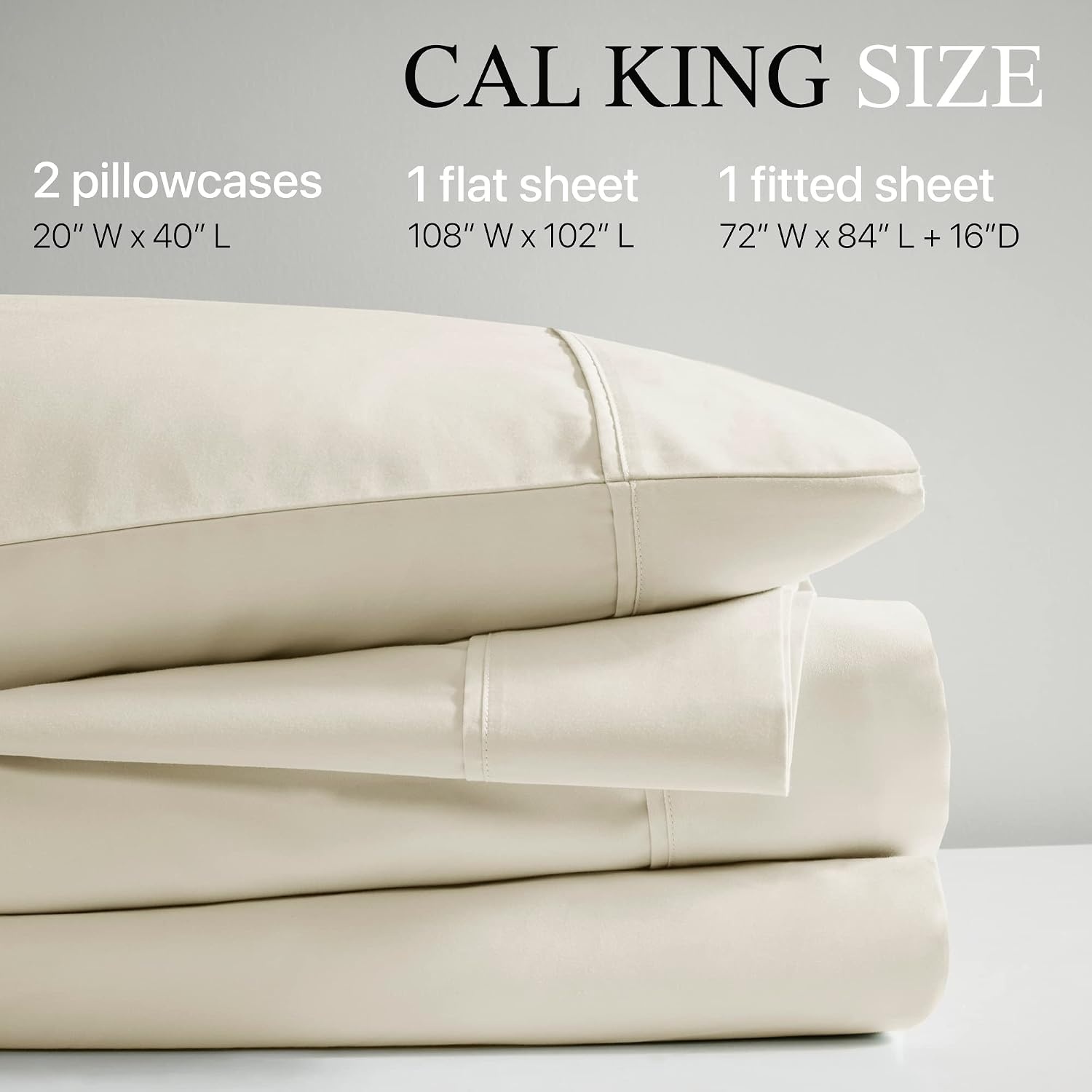 image:imageMadison Park 1000 Thread Count Solid Color Sheet Set Elastic Deep Pocket All Season Breathable HeiQ Smart Temperature Soft Cotton Blend Bedding Matching Pillowcase Full Blue 4 PieceIvory