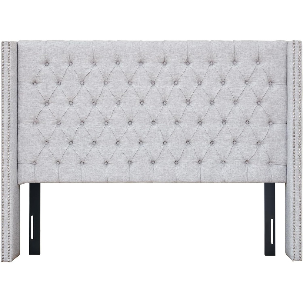 image:imageMadison Park Queen Wingback Upholstered Tufted Headboard Featuring HighDensity Sponge Padding Adjustable Height Headboard Easy Assembly Beige WovenGray