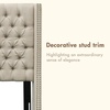Madison Park Queen Wingback Upholstered Tufted Headboard, Featuring High-Density Sponge Padding, Adjustable Height Headboard, Easy Assembly, Beige Woven(Beige Woven)