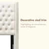 Madison Park Queen Wingback Upholstered Tufted Headboard, Featuring High-Density Sponge Padding, Adjustable Height Headboard, Easy Assembly, Beige Woven(Beige Velvet)