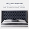 Madison Park Queen Wingback Upholstered Tufted Headboard, Featuring High-Density Sponge Padding, Adjustable Height Headboard, Easy Assembly, Beige Woven(Black Velvet)