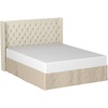 Madison Park Queen Wingback Upholstered Tufted Headboard, Featuring High-Density Sponge Padding, Adjustable Height Headboard, Easy Assembly, Beige Woven(Cream)