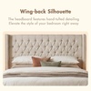 Madison Park Queen Wingback Upholstered Tufted Headboard, Featuring High-Density Sponge Padding, Adjustable Height Headboard, Easy Assembly, Beige Woven(Cream)