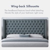 Madison Park Queen Wingback Upholstered Tufted Headboard, Featuring High-Density Sponge Padding, Adjustable Height Headboard, Easy Assembly, Beige Woven(Dark Grey Woven)