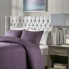 Madison Park Queen Wingback Upholstered Tufted Headboard, Featuring High-Density Sponge Padding, Adjustable Height Headboard, Easy Assembly, Beige Woven(Gray)