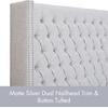 Madison Park Queen Wingback Upholstered Tufted Headboard, Featuring High-Density Sponge Padding, Adjustable Height Headboard, Easy Assembly, Beige Woven(Gray)
