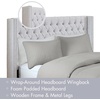 Madison Park Queen Wingback Upholstered Tufted Headboard, Featuring High-Density Sponge Padding, Adjustable Height Headboard, Easy Assembly, Beige Woven(Gray)