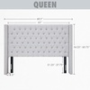 Madison Park Queen Wingback Upholstered Tufted Headboard, Featuring High-Density Sponge Padding, Adjustable Height Headboard, Easy Assembly, Beige Woven(Gray)