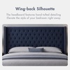 Madison Park Queen Wingback Upholstered Tufted Headboard, Featuring High-Density Sponge Padding, Adjustable Height Headboard, Easy Assembly, Beige Woven(Navy)