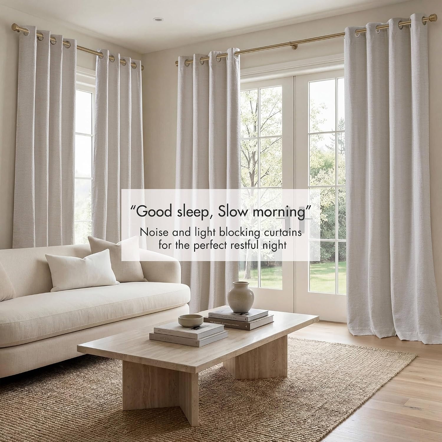 image:imageMadison Park Blackout Curtains for Bedroom Linen Textured 100 Light Blocking 84 Inch Long 2 Panels Set Room Darkening Thermal Insulated Curtains amp Drapes for Nursery Living Room 52x84 WhiteJacquard Texturedwhite
