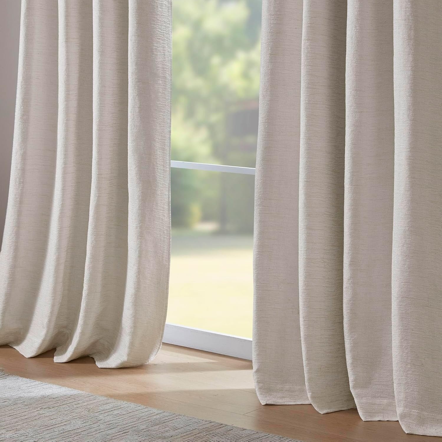 image:imageMadison Park Blackout Curtains for Bedroom Linen Textured 100 Light Blocking 84 Inch Long 2 Panels Set Room Darkening Thermal Insulated Curtains amp Drapes for Nursery Living Room 52x84 WhiteJacquard Texturedwhite