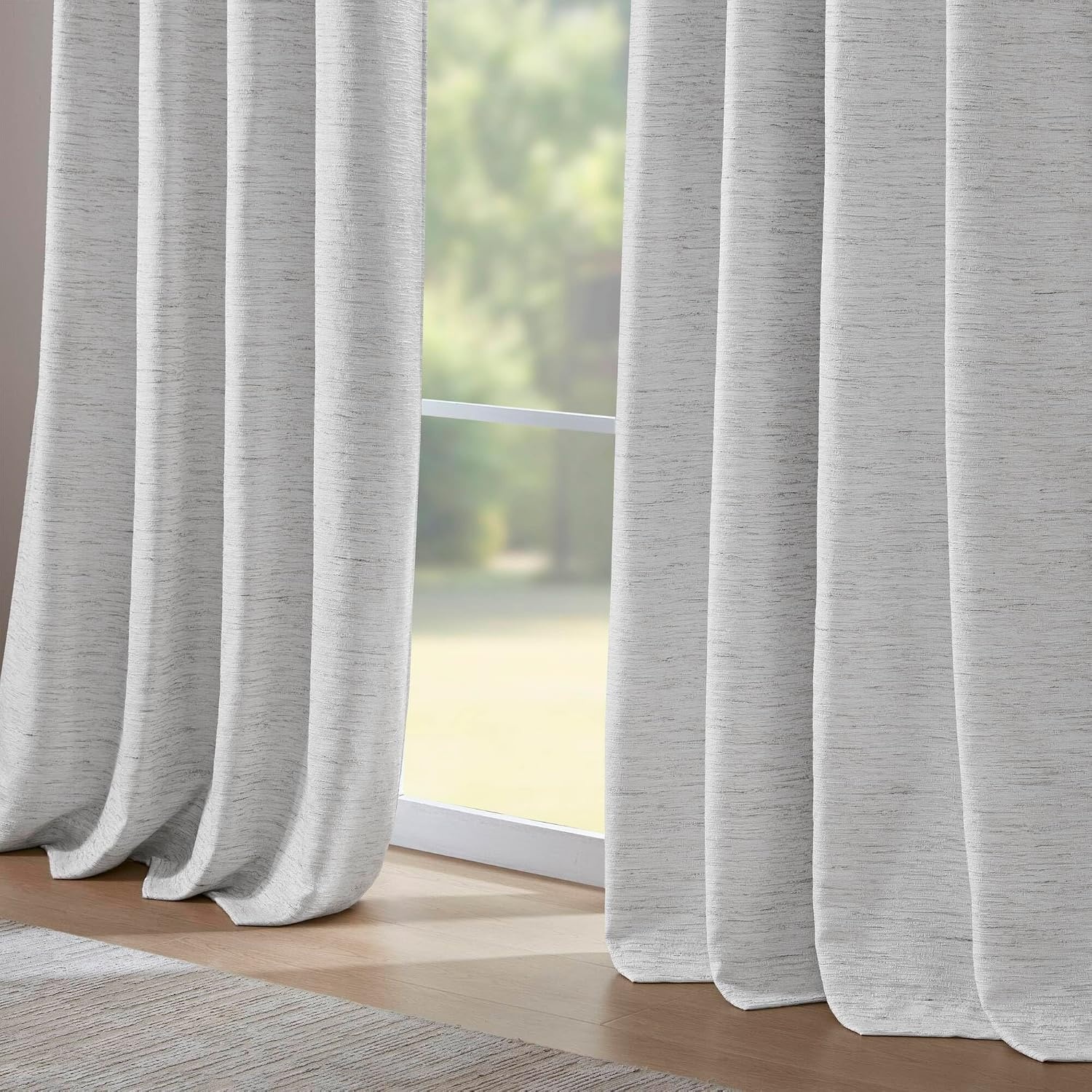 image:imageMadison Park Blackout Curtains for Bedroom Linen Textured 100 Light Blocking 84 Inch Long 2 Panels Set Room Darkening Thermal Insulated Curtains amp Drapes for Nursery Living Room 52x84 WhiteJacquard Texturedgrey