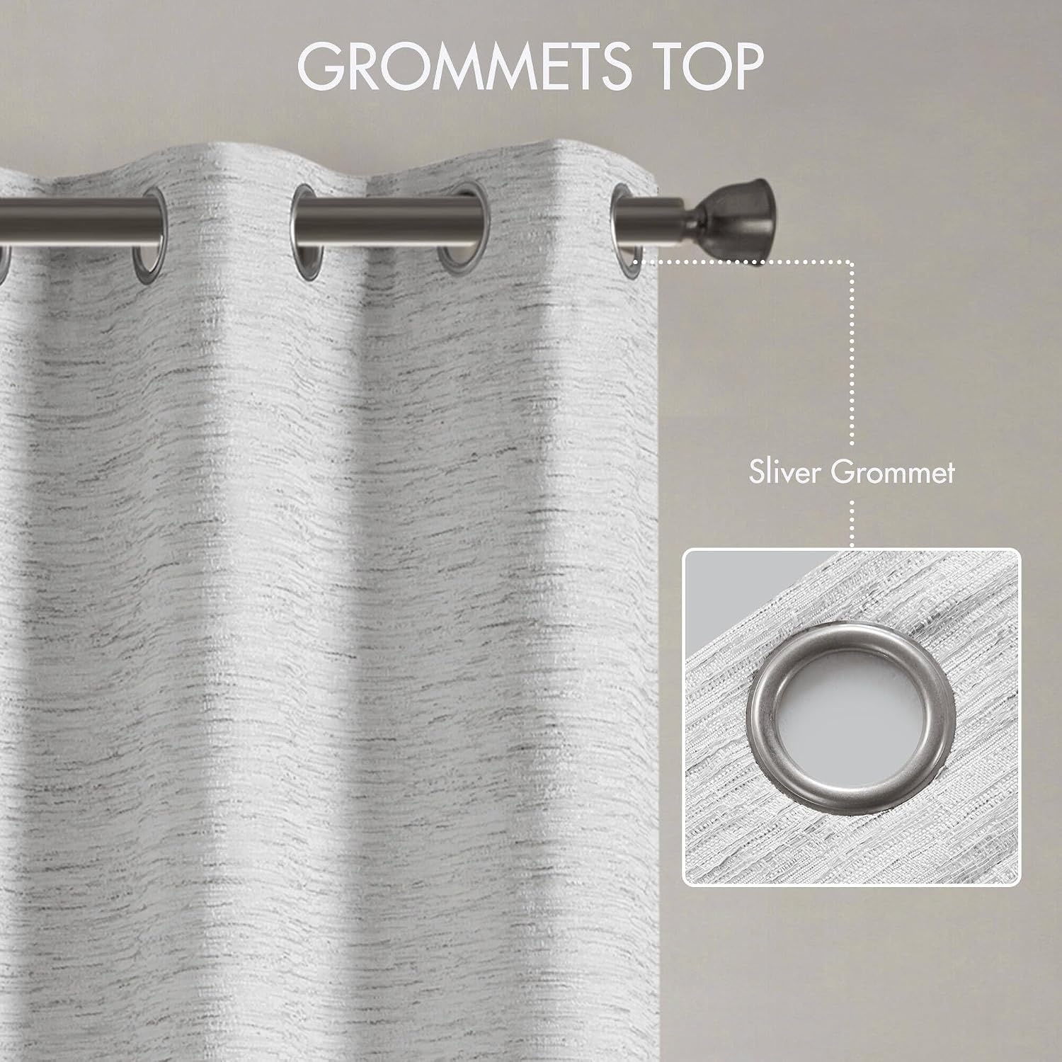 image:imageMadison Park Blackout Curtains for Bedroom Linen Textured 100 Light Blocking 84 Inch Long 2 Panels Set Room Darkening Thermal Insulated Curtains amp Drapes for Nursery Living Room 52x84 WhiteJacquard Texturedgrey