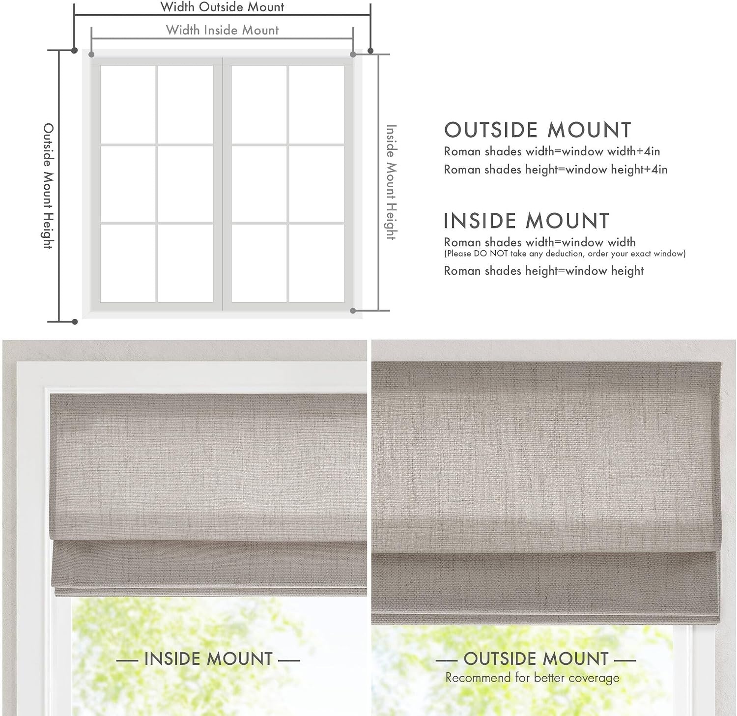 image:imageMadison Park Cordless Roman Shades for Indoor Windows 35 W x 64 H Neutral Thermal Insulated Linen Textured Shades Room Darkening UV Blocking Privacy Window Blinds for Bedroom amp Living RoomRoom Darkening Grey Woven