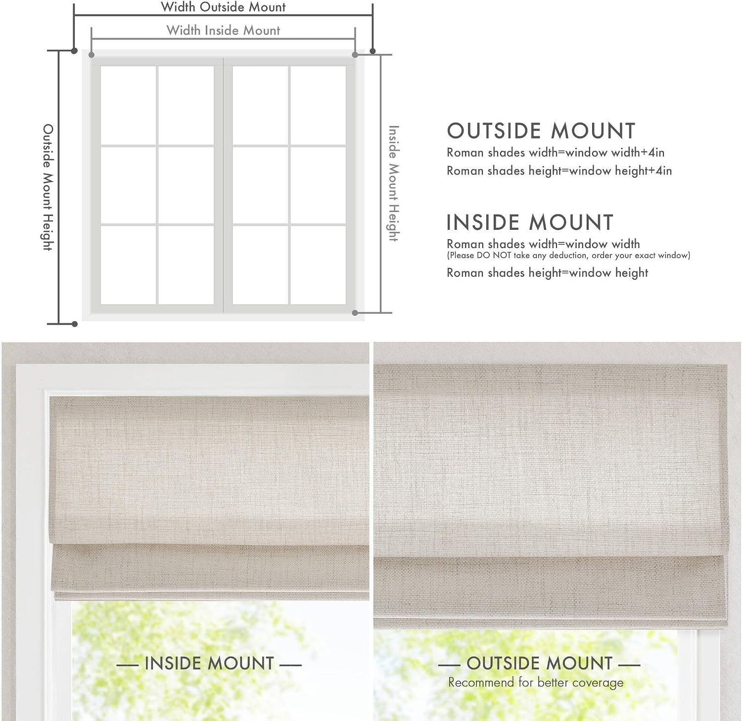 image:imageMadison Park Cordless Roman Shades for Indoor Windows 35 W x 64 H Neutral Thermal Insulated Linen Textured Shades Room Darkening UV Blocking Privacy Window Blinds for Bedroom amp Living RoomRoom Darkening White Woven