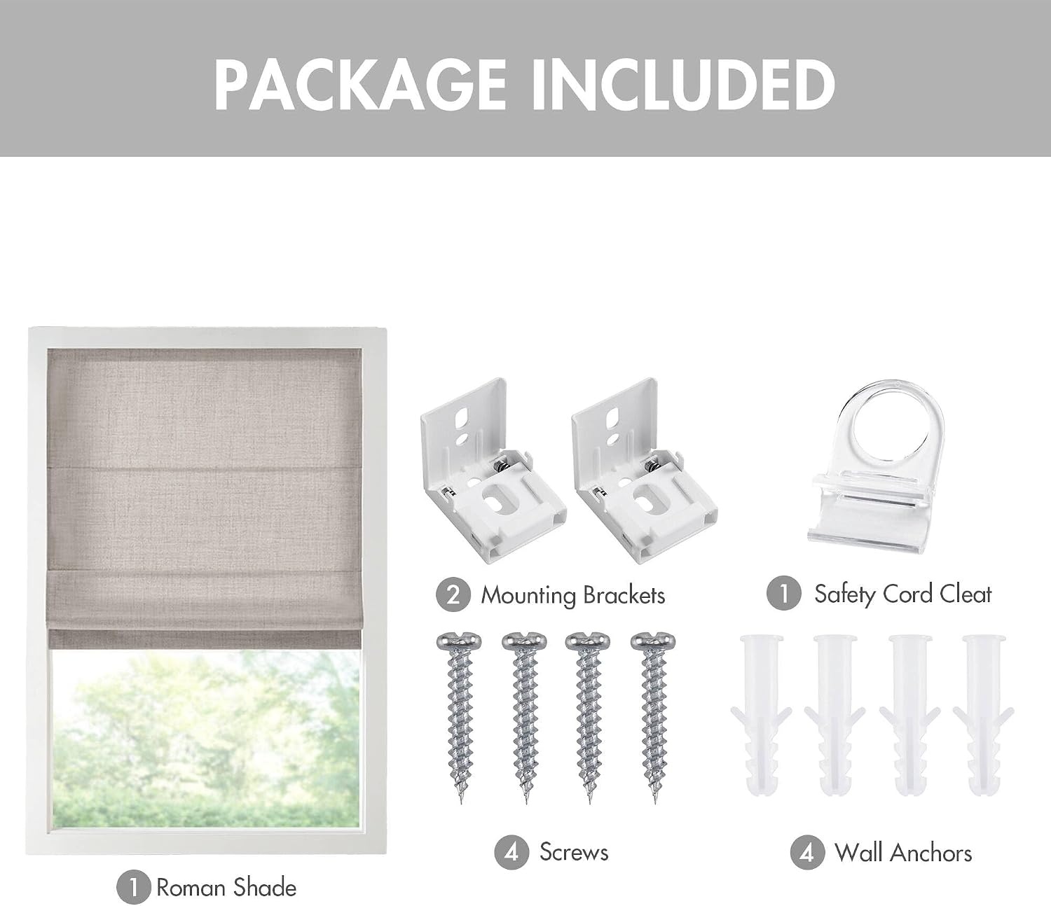 image:imageMadison Park Cordless Roman Shades for Indoor Windows 35 W x 64 H Neutral Thermal Insulated Linen Textured Shades Room Darkening UV Blocking Privacy Window Blinds for Bedroom amp Living RoomRoom Darkening Grey Woven