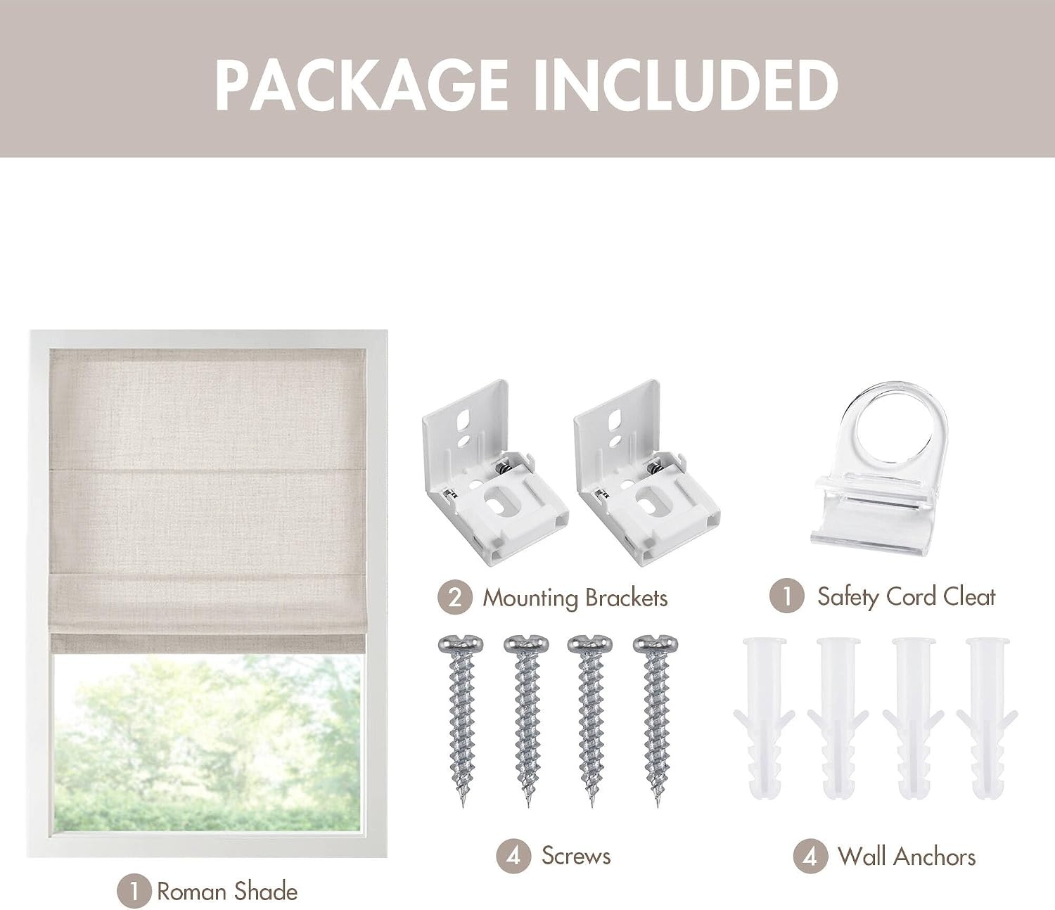 image:imageMadison Park Cordless Roman Shades for Indoor Windows 35 W x 64 H Neutral Thermal Insulated Linen Textured Shades Room Darkening UV Blocking Privacy Window Blinds for Bedroom amp Living RoomRoom Darkening White Woven