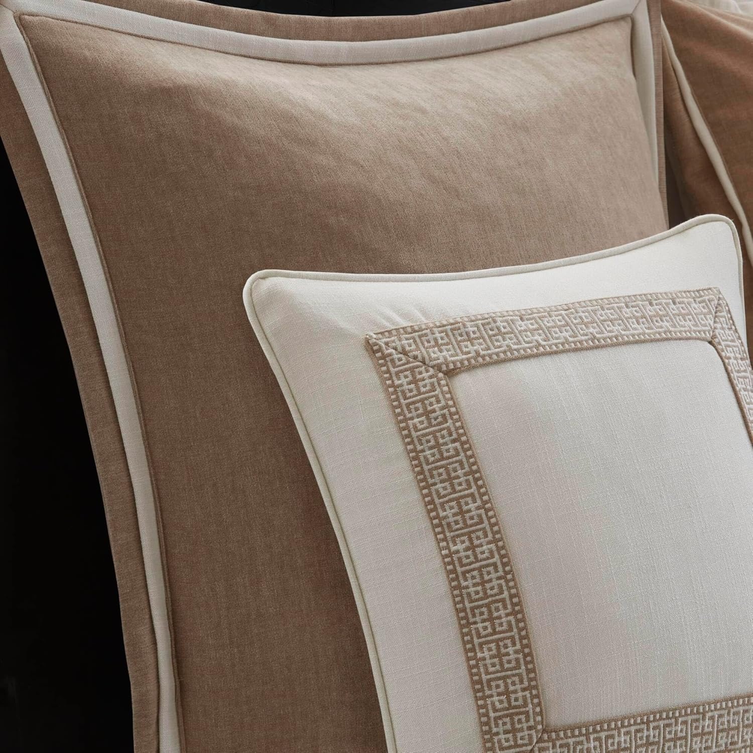 image:imageMadison Park Signature Oversized King Comforter Set Luxury Hotel Style Bedding with Embroidered Details All Season Down Alternative Comforter Matching Shams amp Decorative Pillows Taupe 9 PieceIvoryTan