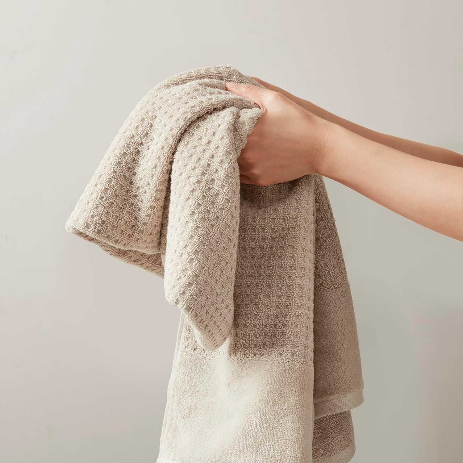 image:imageMadison Park Spa Waffle 100 Cotton Luxurious Towel Set Premium Texture Waffle Weave Highly Absorbent Quick Dry Hotel amp Spa Quality Wash Clothes for Bathroom Assorted Sizes Sage Green 6 PieceNatural