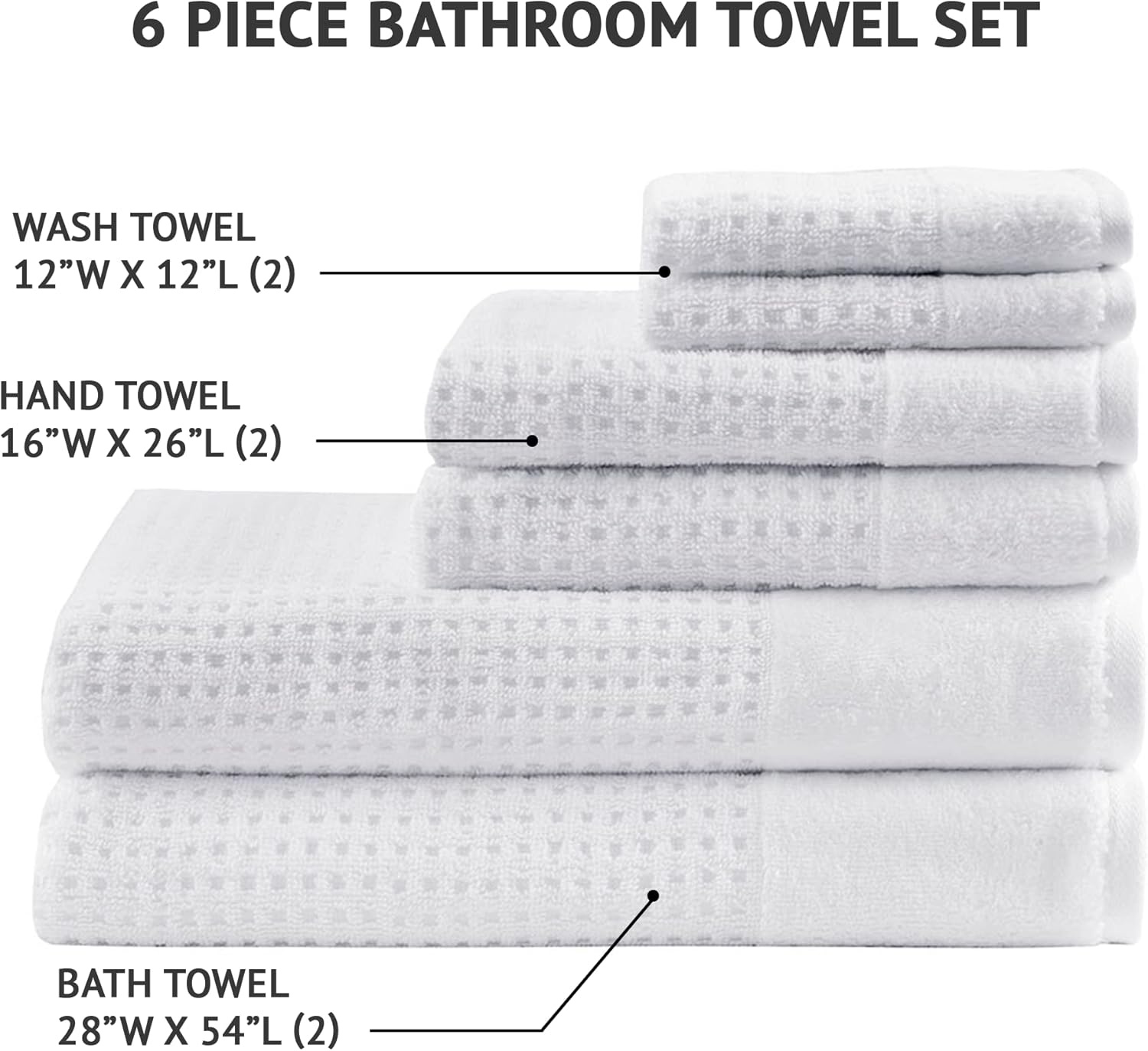 image:imageMadison Park Spa Waffle 100 Cotton Luxurious Towel Set Premium Texture Waffle Weave Highly Absorbent Quick Dry Hotel amp Spa Quality Wash Clothes for Bathroom Assorted Sizes Sage Green 6 PieceWhite
