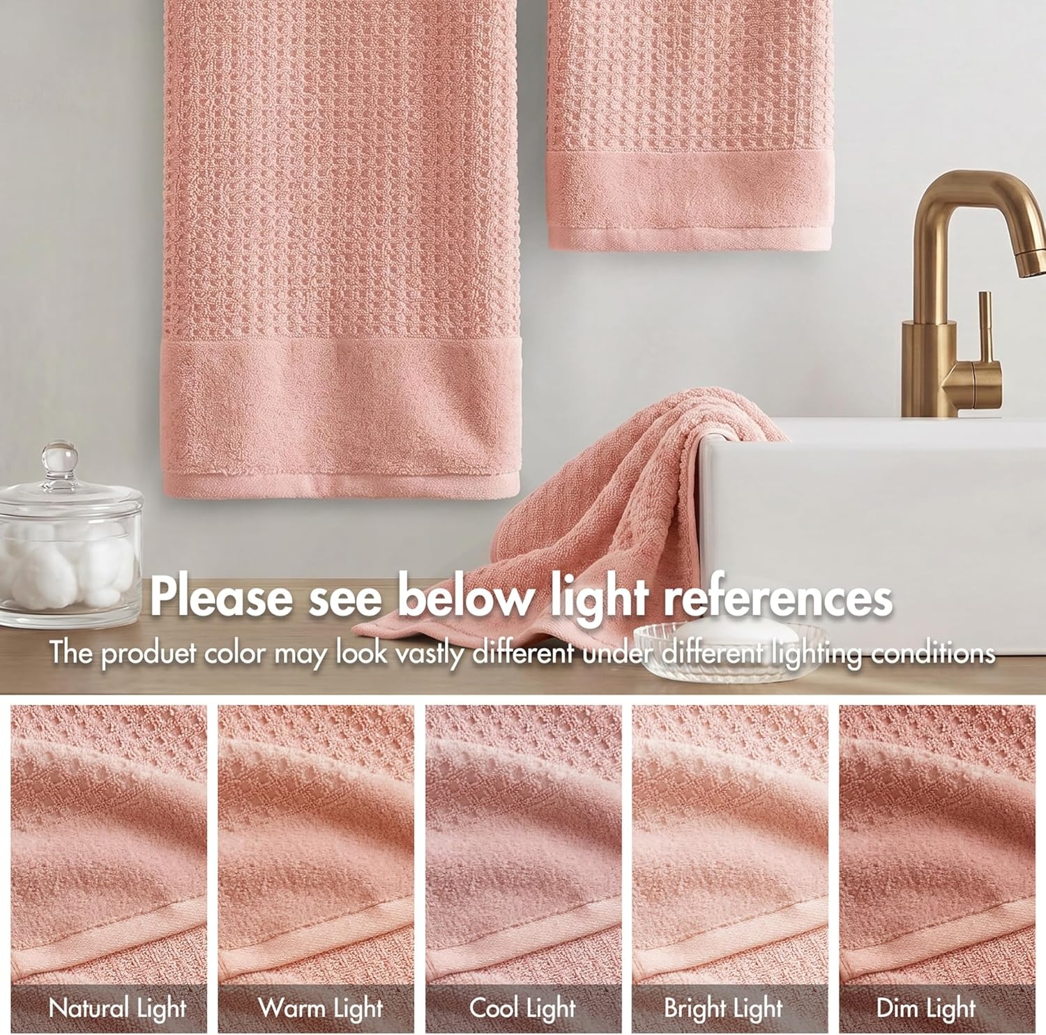 image:imageMadison Park Spa Waffle 100 Cotton Luxurious Towel Set Premium Texture Waffle Weave Highly Absorbent Quick Dry Hotel amp Spa Quality Wash Clothes for Bathroom Assorted Sizes Sage Green 6 PiecePink