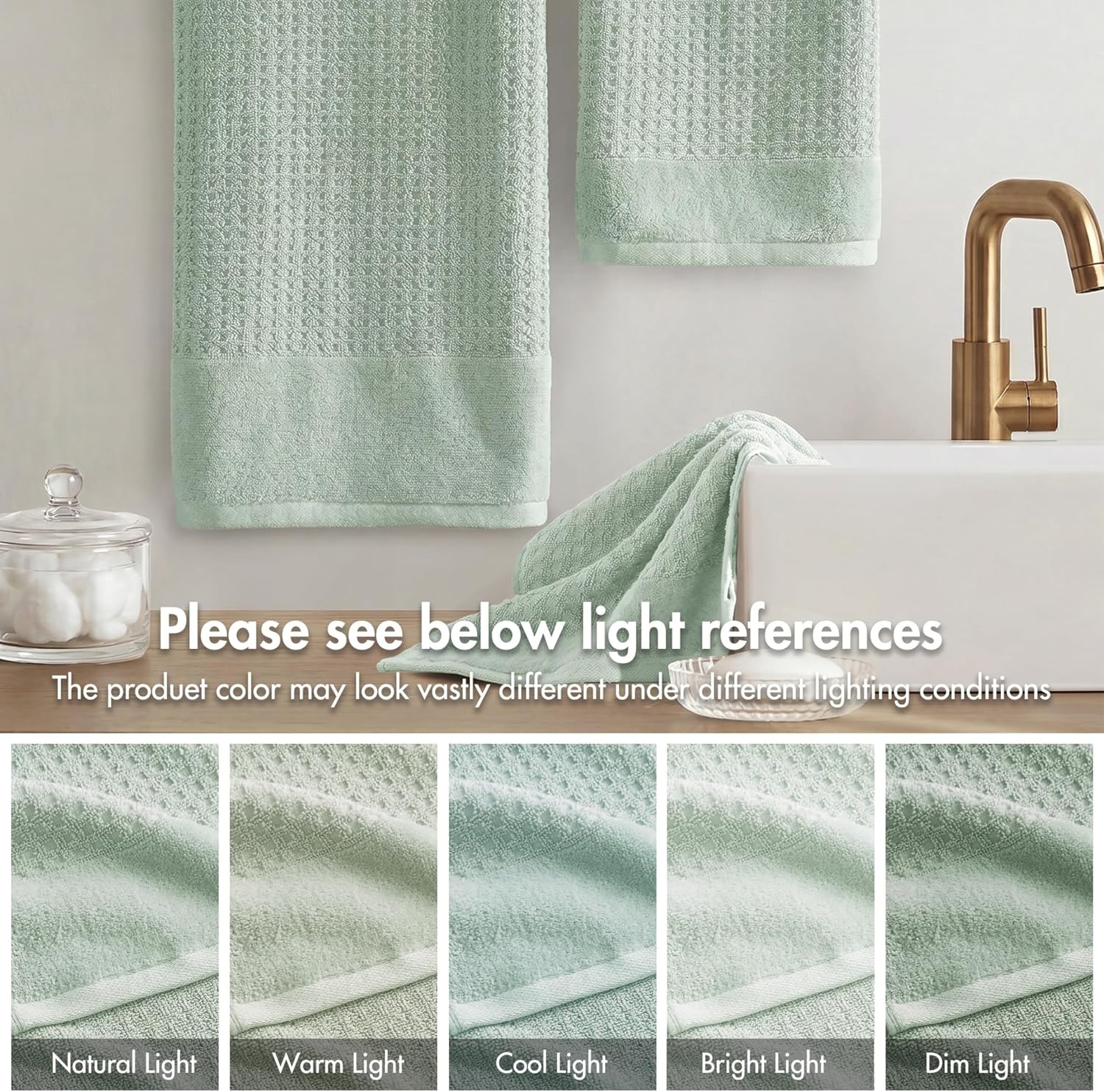 image:imageMadison Park Spa Waffle 100 Cotton Luxurious Towel Set Premium Texture Waffle Weave Highly Absorbent Quick Dry Hotel amp Spa Quality Wash Clothes for Bathroom Assorted Sizes Sage Green 6 PieceSeafoam