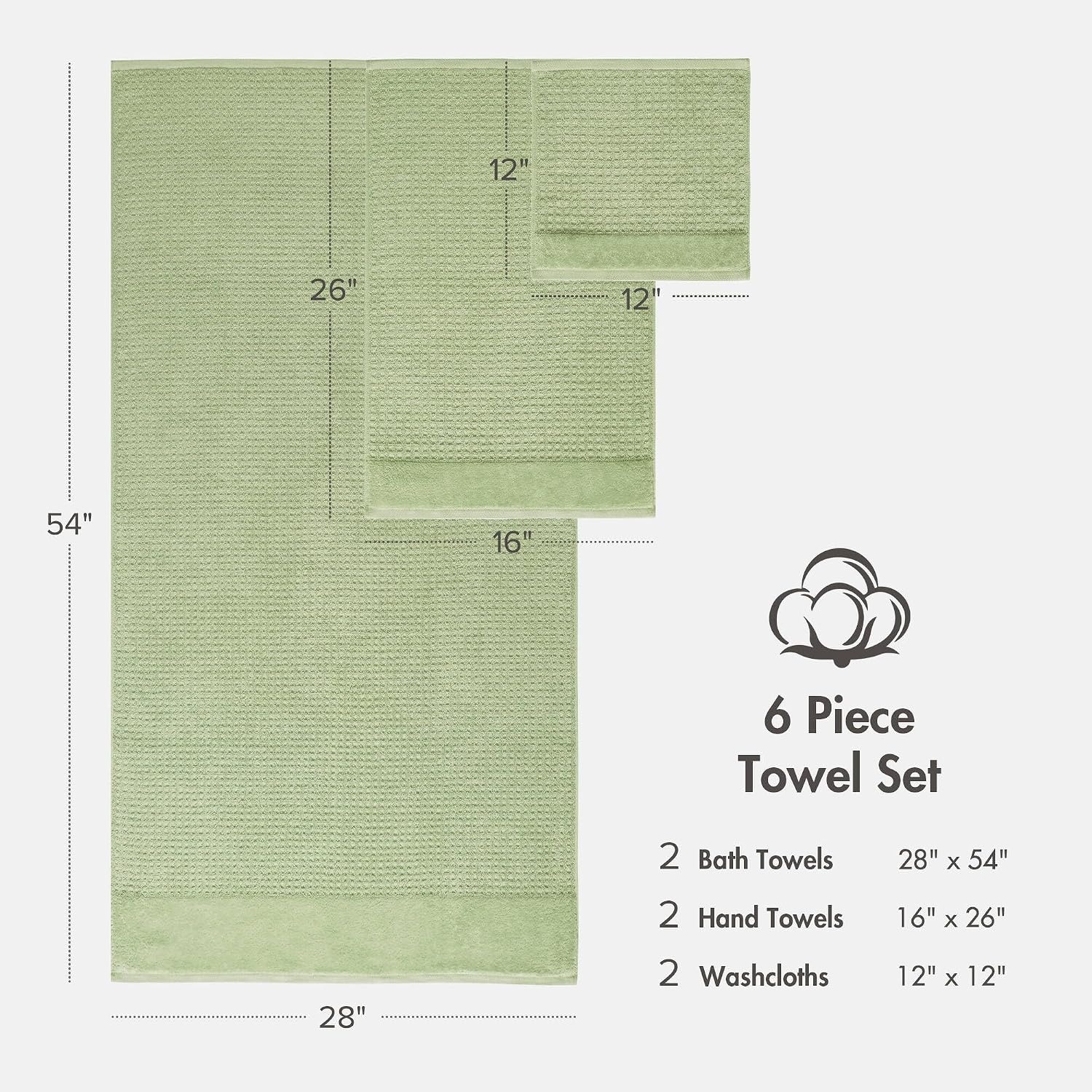 image:imageMadison Park Spa Waffle 100 Cotton Luxurious Towel Set Premium Texture Waffle Weave Highly Absorbent Quick Dry Hotel amp Spa Quality Wash Clothes for Bathroom Assorted Sizes Sage Green 6 PieceSage Green
