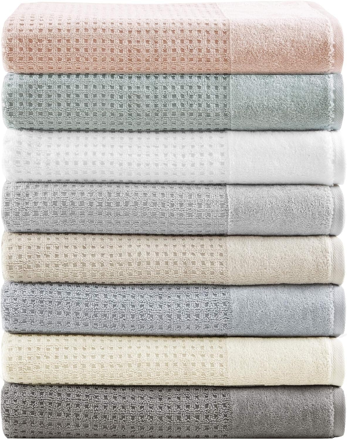 image:imageMadison Park Spa Waffle 100 Cotton Luxurious Towel Set Premium Texture Waffle Weave Highly Absorbent Quick Dry Hotel amp Spa Quality Wash Clothes for Bathroom Assorted Sizes Sage Green 6 PieceIvory