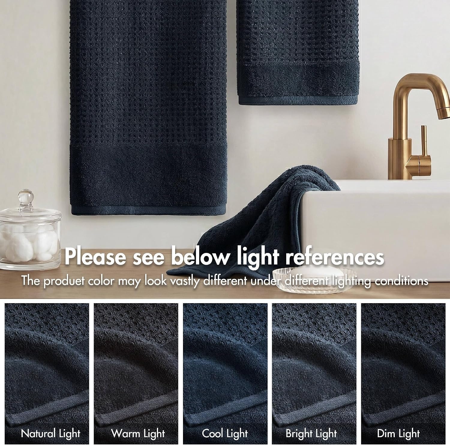 image:imageMadison Park Spa Waffle 100 Cotton Luxurious Towel Set Premium Texture Waffle Weave Highly Absorbent Quick Dry Hotel amp Spa Quality Wash Clothes for Bathroom Assorted Sizes Sage Green 6 PieceNavy