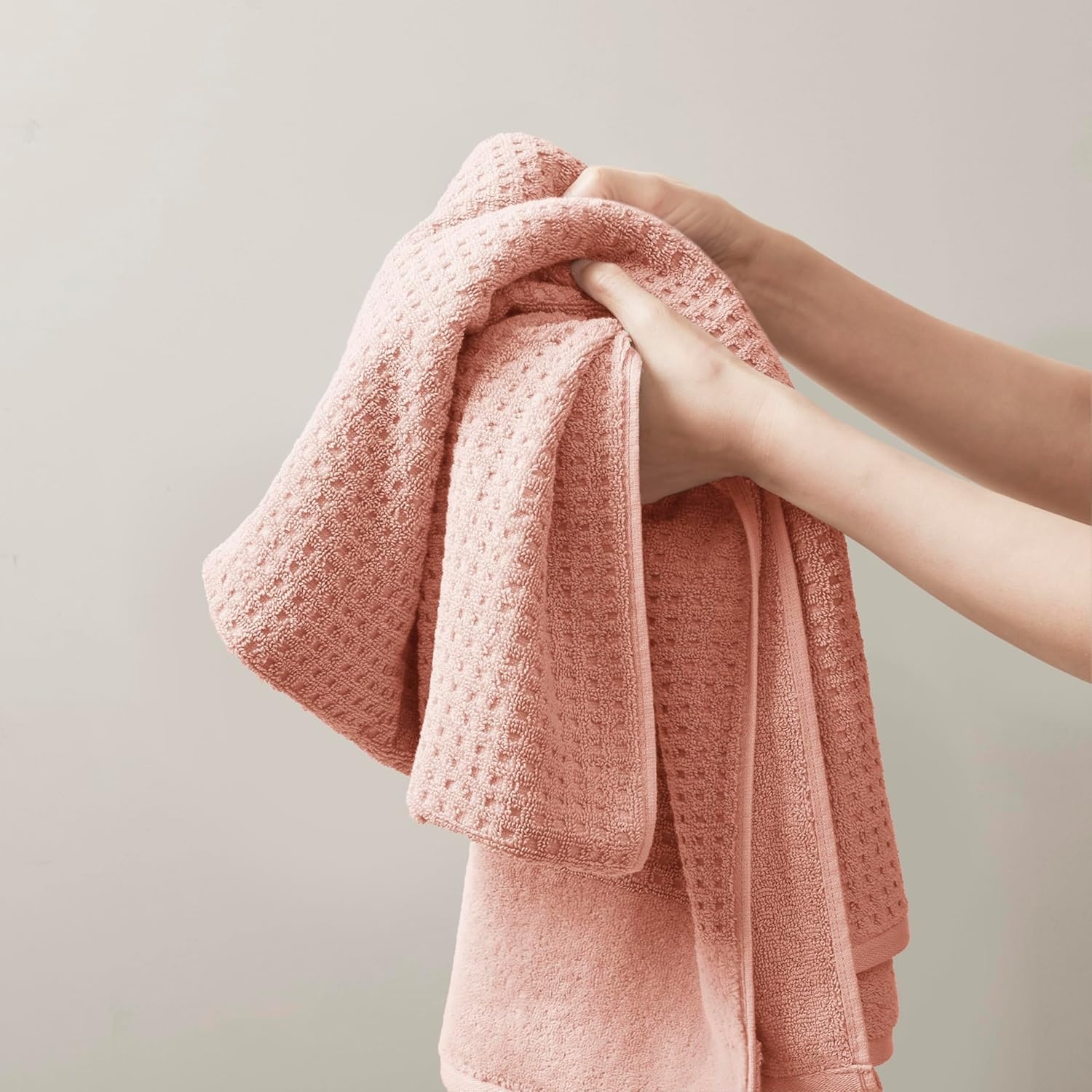 image:imageMadison Park Spa Waffle 100 Cotton Luxurious Towel Set Premium Texture Waffle Weave Highly Absorbent Quick Dry Hotel amp Spa Quality Wash Clothes for Bathroom Assorted Sizes Sage Green 6 PiecePink