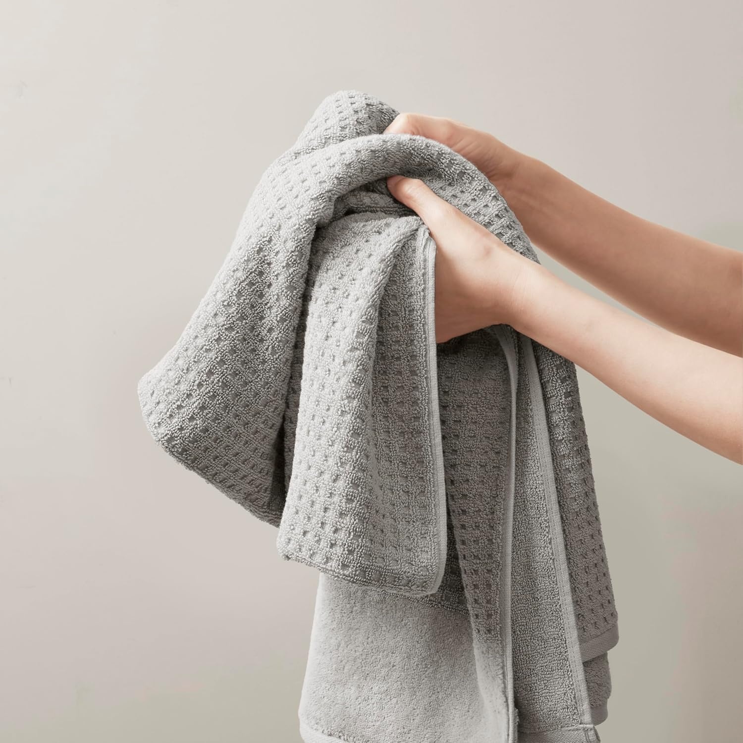 image:imageMadison Park Spa Waffle 100 Cotton Luxurious Towel Set Premium Texture Waffle Weave Highly Absorbent Quick Dry Hotel amp Spa Quality Wash Clothes for Bathroom Assorted Sizes Sage Green 6 PieceGrey