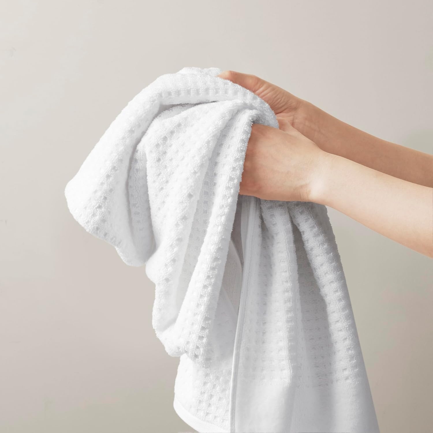 image:imageMadison Park Spa Waffle 100 Cotton Luxurious Towel Set Premium Texture Waffle Weave Highly Absorbent Quick Dry Hotel amp Spa Quality Wash Clothes for Bathroom Assorted Sizes Sage Green 6 PieceWhite