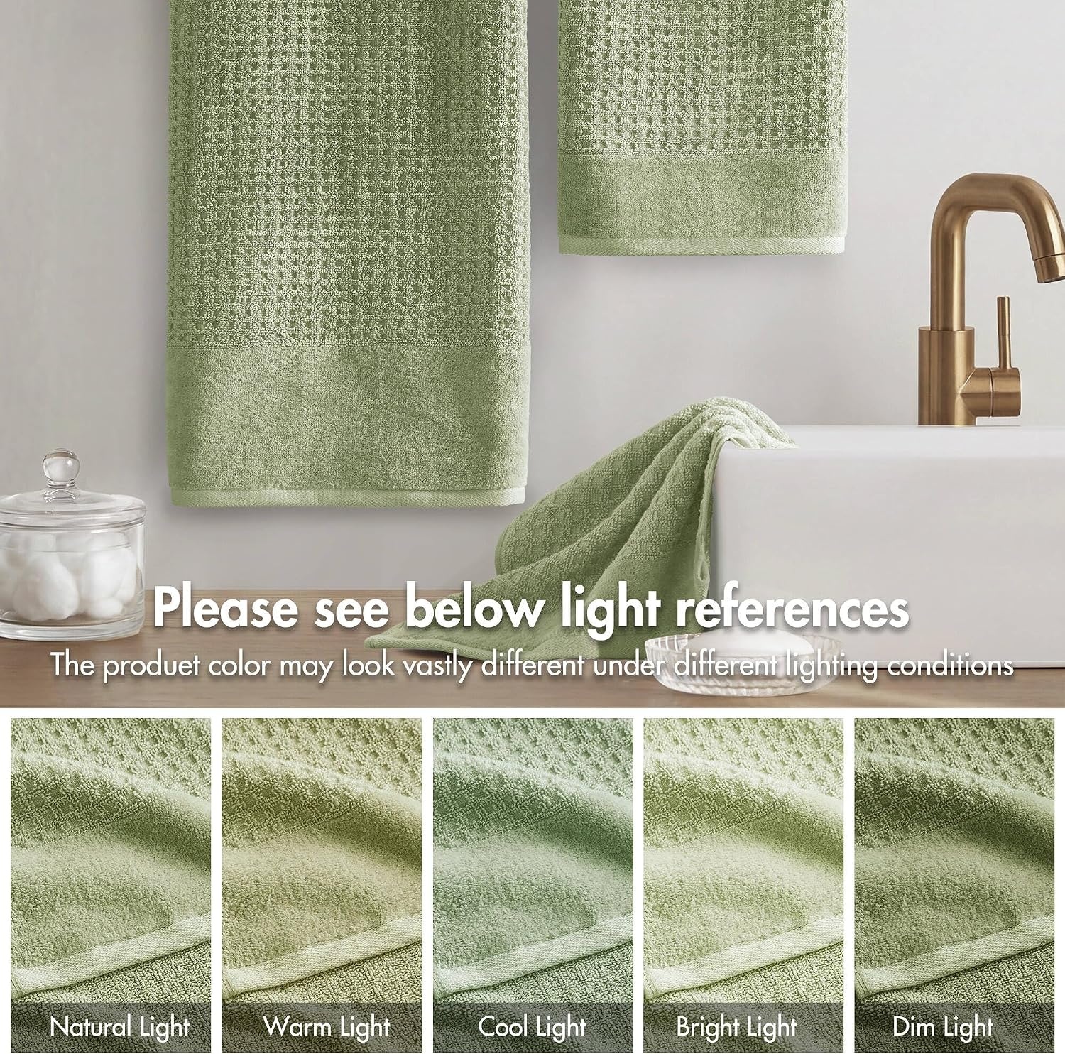image:imageMadison Park Spa Waffle 100 Cotton Luxurious Towel Set Premium Texture Waffle Weave Highly Absorbent Quick Dry Hotel amp Spa Quality Wash Clothes for Bathroom Assorted Sizes Sage Green 6 PieceSage Green