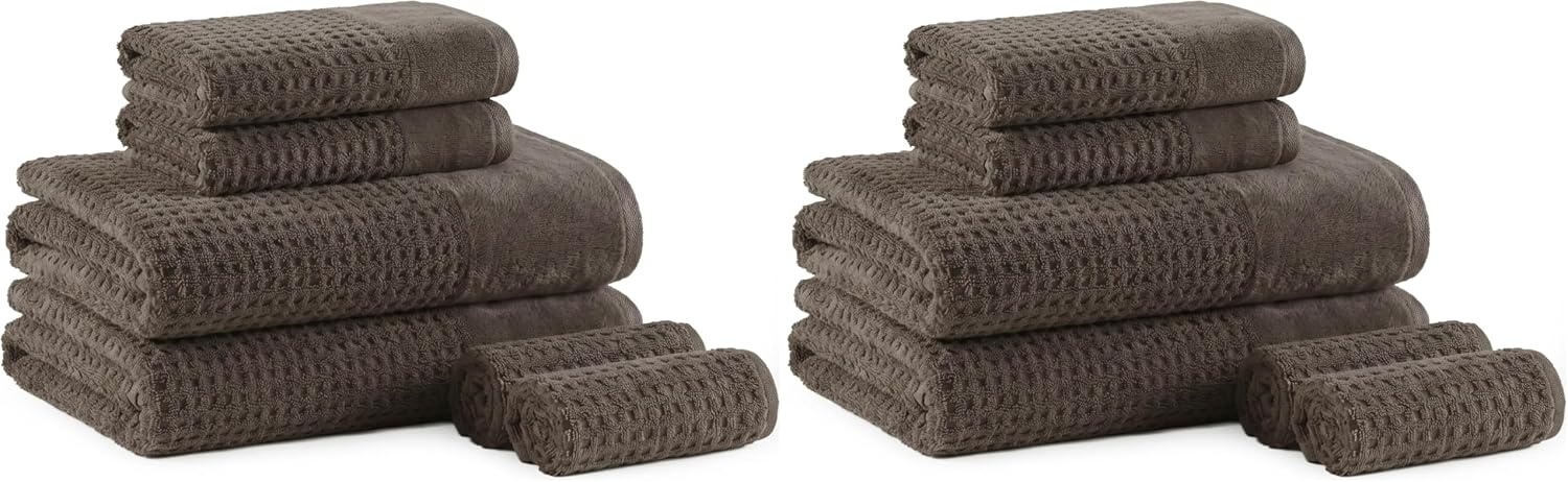 image:imageMadison Park Spa Waffle 100 Cotton Luxurious Towel Set Premium Texture Waffle Weave Highly Absorbent Quick Dry Hotel amp Spa Quality Wash Clothes for Bathroom Assorted Sizes Sage Green 6 PieceCharcoal
