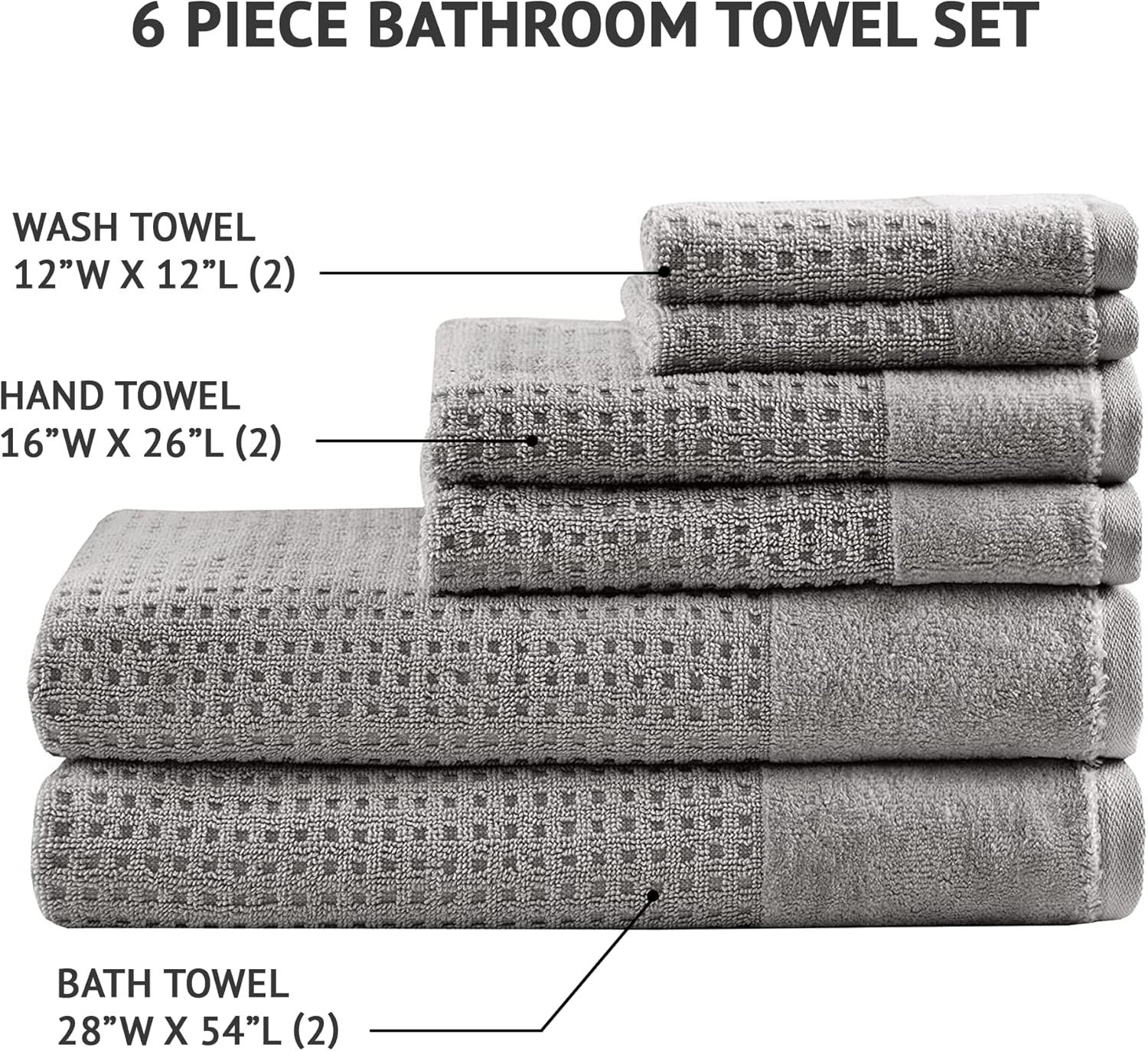 image:imageMadison Park Spa Waffle 100 Cotton Luxurious Towel Set Premium Texture Waffle Weave Highly Absorbent Quick Dry Hotel amp Spa Quality Wash Clothes for Bathroom Assorted Sizes Sage Green 6 PieceCharcoal