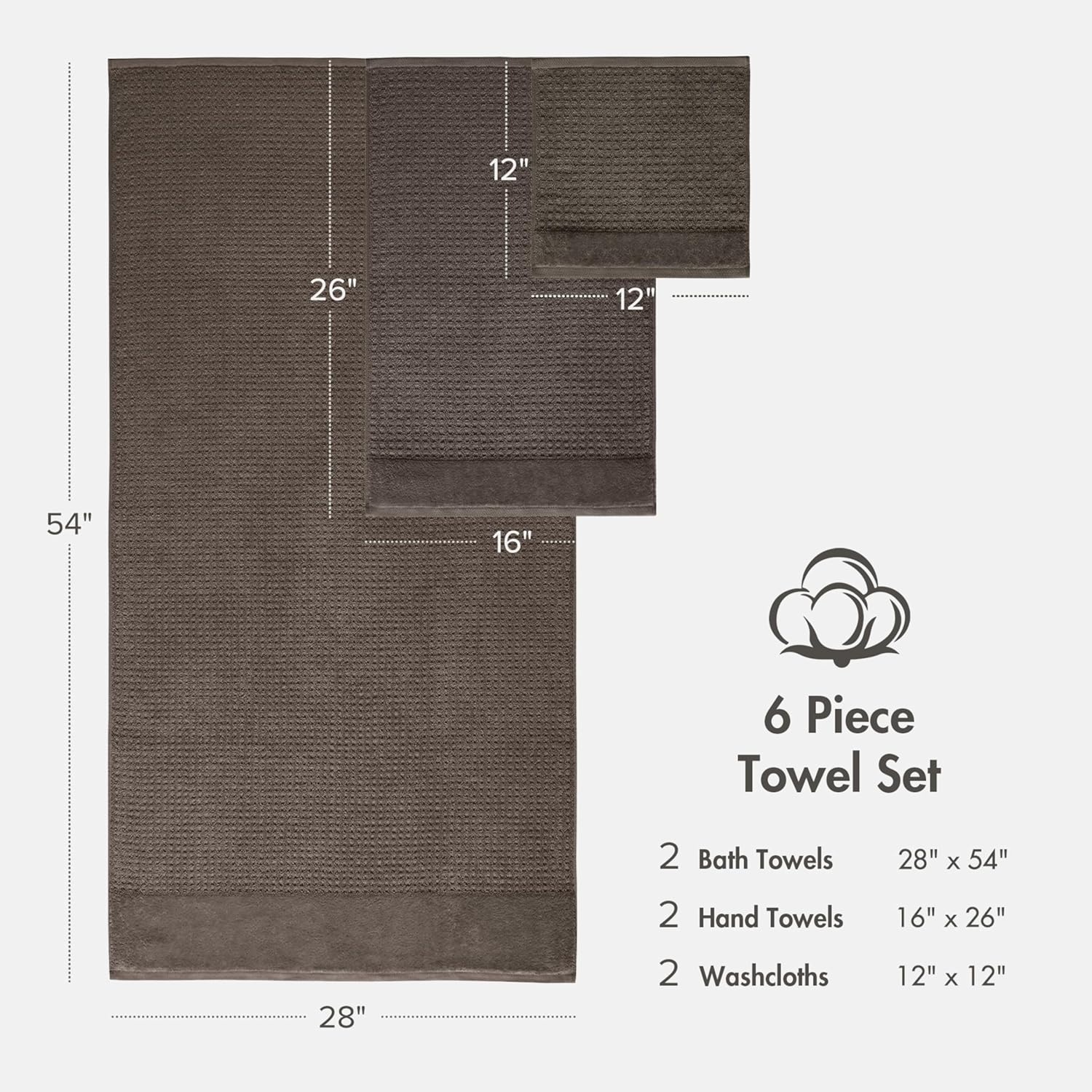 image:imageMadison Park Spa Waffle 100 Cotton Luxurious Towel Set Premium Texture Waffle Weave Highly Absorbent Quick Dry Hotel amp Spa Quality Wash Clothes for Bathroom Assorted Sizes Sage Green 6 PieceCharcoal