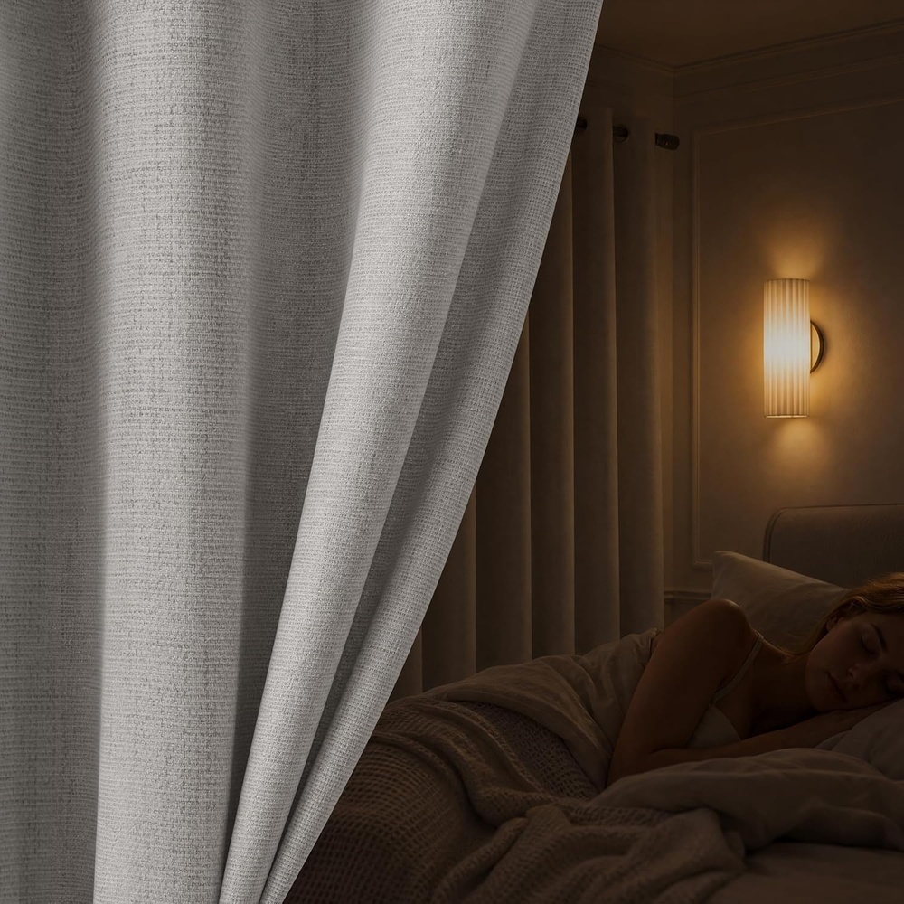 image:imageMadison Park Blackout Curtains for Bedroom Linen Textured 100 Light Blocking 84 Inch Long 2 Panels Set Room Darkening Thermal Insulated Curtains amp Drapes for Nursery Living Room 52x84 WhiteLinen Texturedgrey