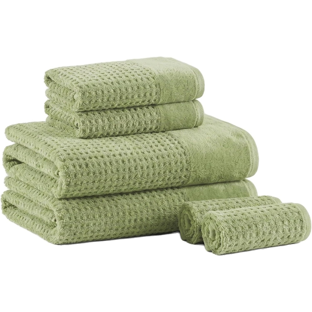 image:imageMadison Park Spa Waffle 100 Cotton Luxurious Towel Set Premium Texture Waffle Weave Highly Absorbent Quick Dry Hotel amp Spa Quality Wash Clothes for Bathroom Assorted Sizes Sage Green 6 PieceSage Green