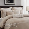 Madison Park Signature Oversized King Comforter Set, Luxury Hotel Style Bedding with Embroidered Details, All Season Down Alternative Comforter, Matching Shams & Decorative Pillows, Taupe, 9 Piece(Taupe)